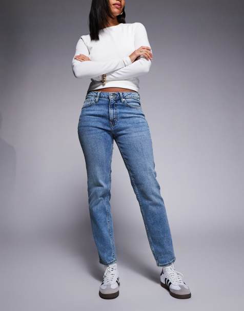 River Island – Mellanblå, smala jeans med hög midja - view 1