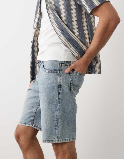 River Island – Mellanblå, tvättade jeansshorts , 3 av 5