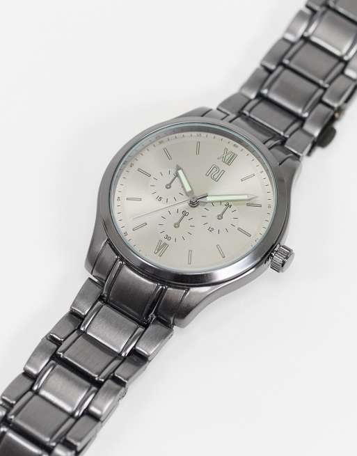 River Island mens bracelet watch in silver