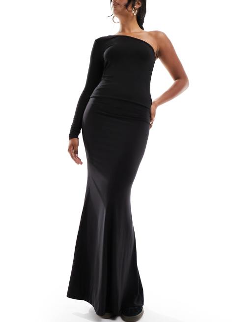 River Island mermaid hem midi skirt in black | ASOS