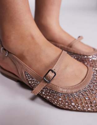 River Island Mesh Ballet Flats In Brown
