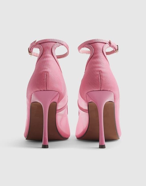 River Island Mesh court heels in pink, 2 of 4