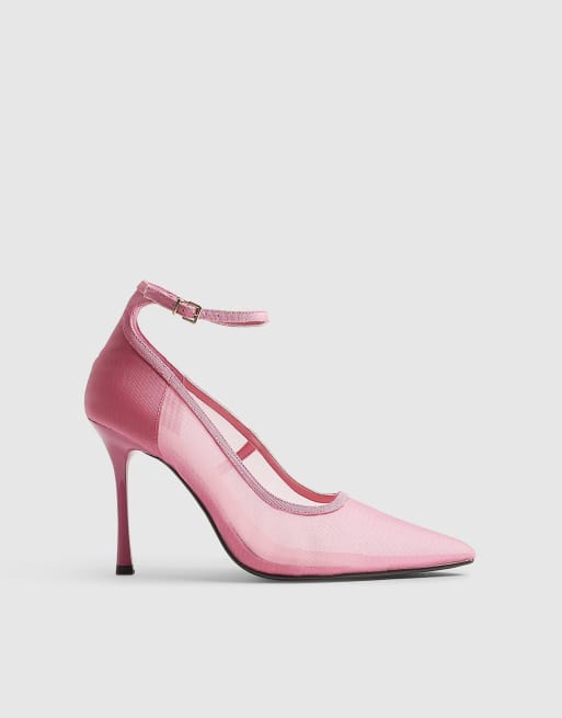 River Island Mesh court heels in pink, 3 of 4