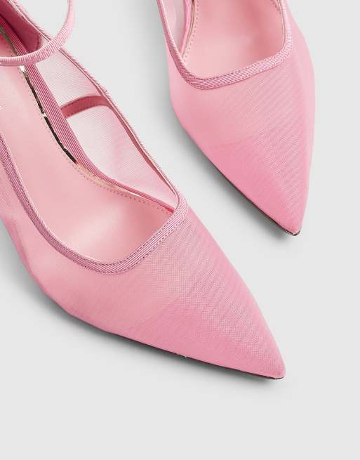 River Island Mesh court heels in pink, 4 of 4