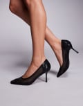 [River Island] River Island mesh detail pointed heels in black 38 BLACK