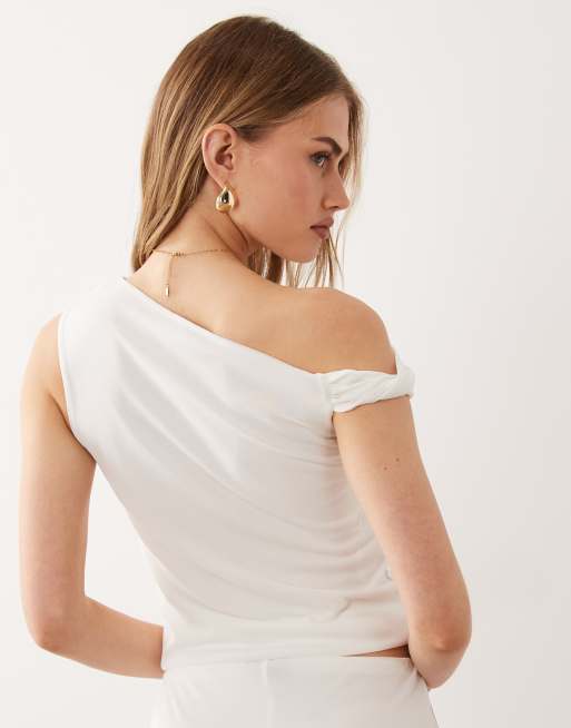 River Island mesh floral print bandeau top in white (part of a set), 4 of 4