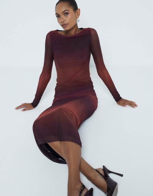Burgundy mesh skirt sale