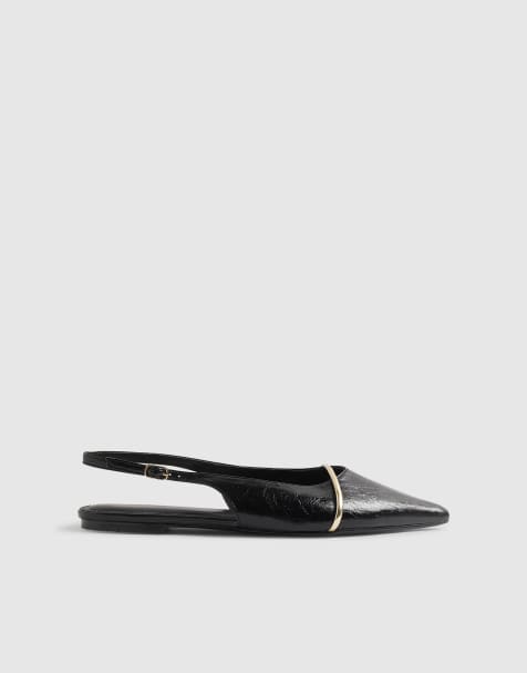 River Island Metal band point toe flats in black - view 1