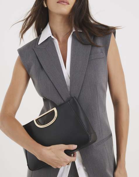 River Island Metal handle clutch bag in black - view 1