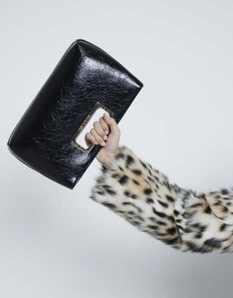 River Island Metal handle clutch in black - view 1