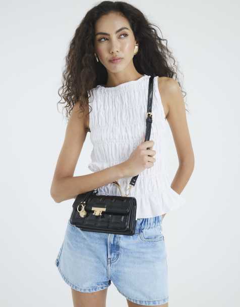 River Island Metal handle quilted tote in black - view 1