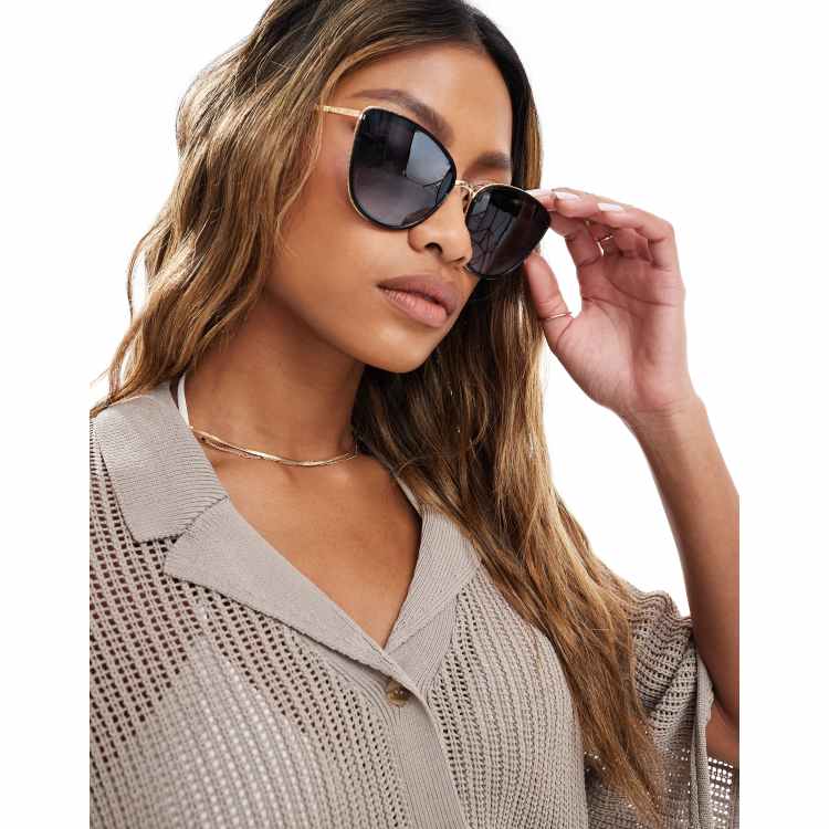 River Island metal oversized cateye sunglasses in black | ASOS display picture 2