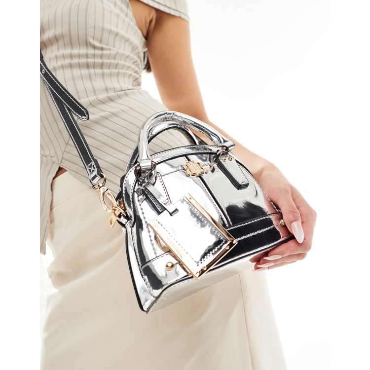 River Island metallic mini bag in silver ASOS