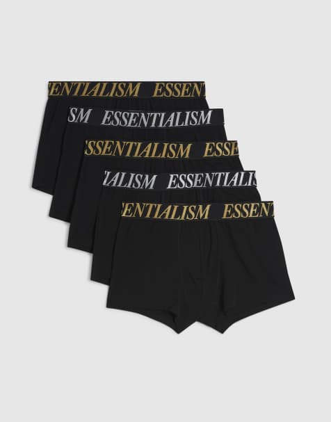 River Island Metallic waistband pack of 5 trunks in black - view 1