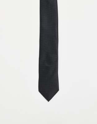 River Island Micro Dot Patterned Tie In Black