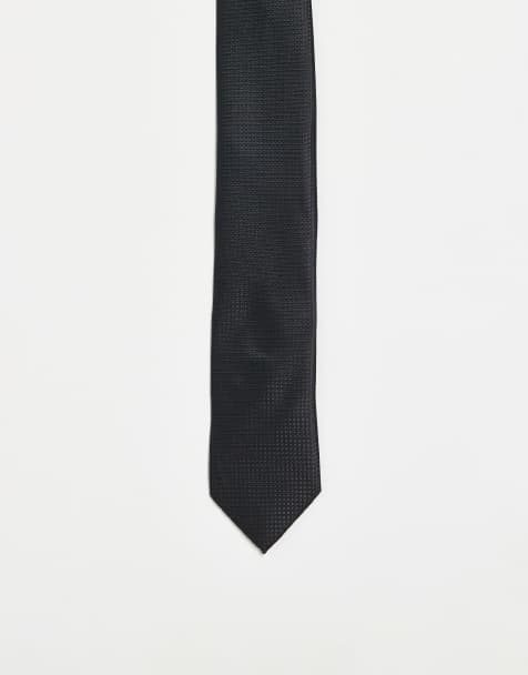 River Island micro dot patterned tie in black - view 1