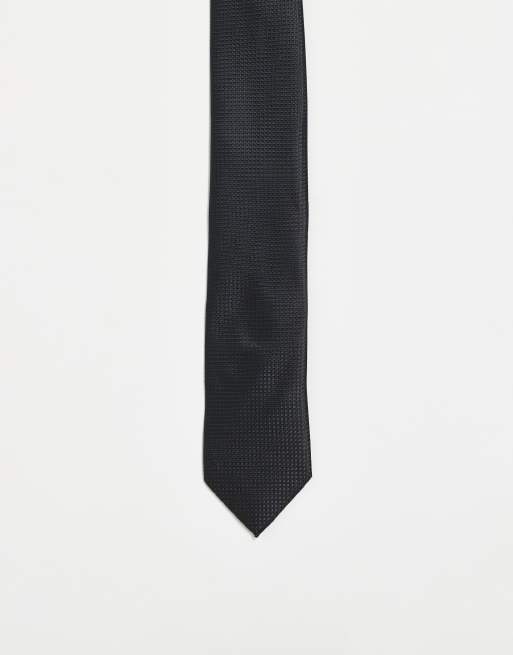 River Island micro dot patterned tie in black