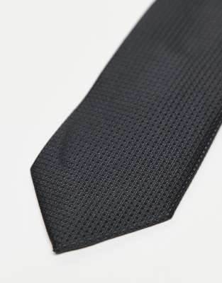 River Island Micro Dot Patterned Tie In Black
