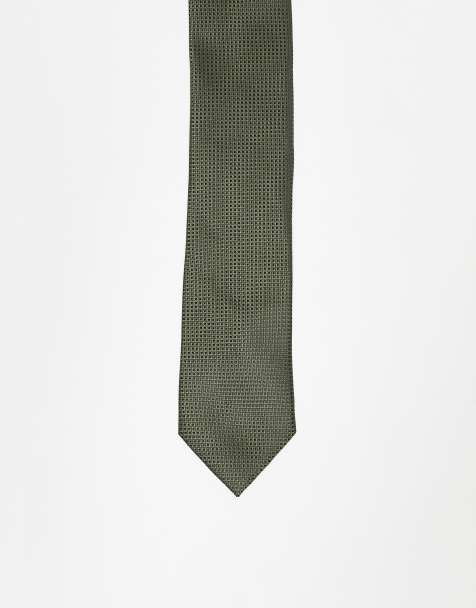 River Island micro dot patterned tie in green - view 1