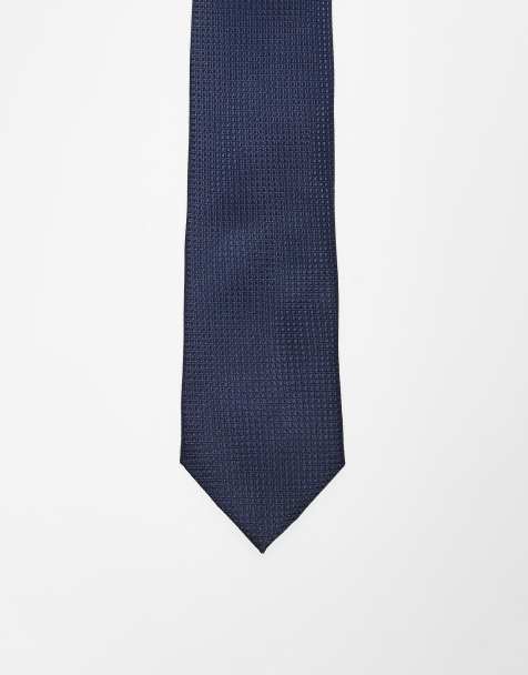 River Island micro dot patterned tie in navy - view 1