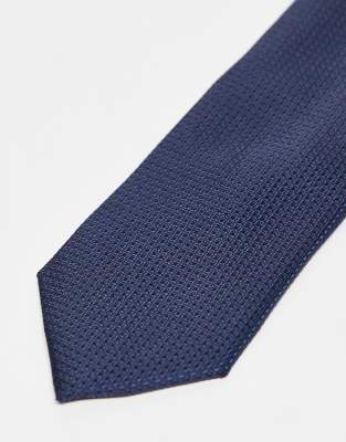 River Island Micro Dot Patterned Tie In Blue