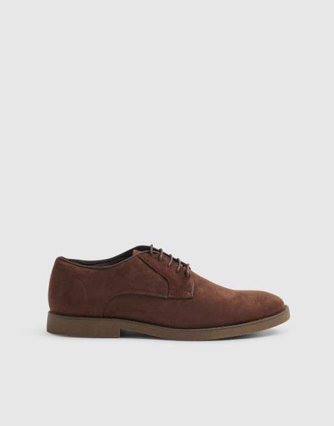 River Island Micro fibre derby shoes in brown - view 1
