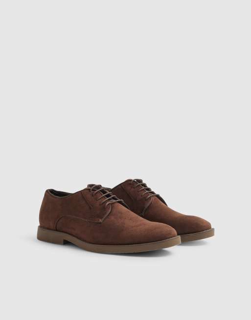 River Island Micro fibre derby shoes in brown, 2 of 3