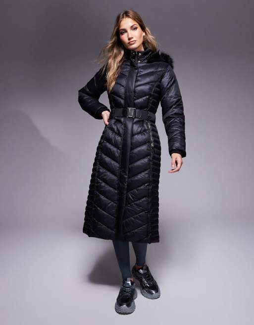 River Island mid length puffer jacket in black ASOS