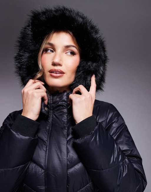 River Island mid length puffer jacket in black ASOS