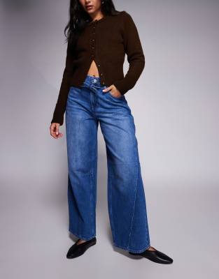 River Island Mid Rise Baggy Jeans In Blue
