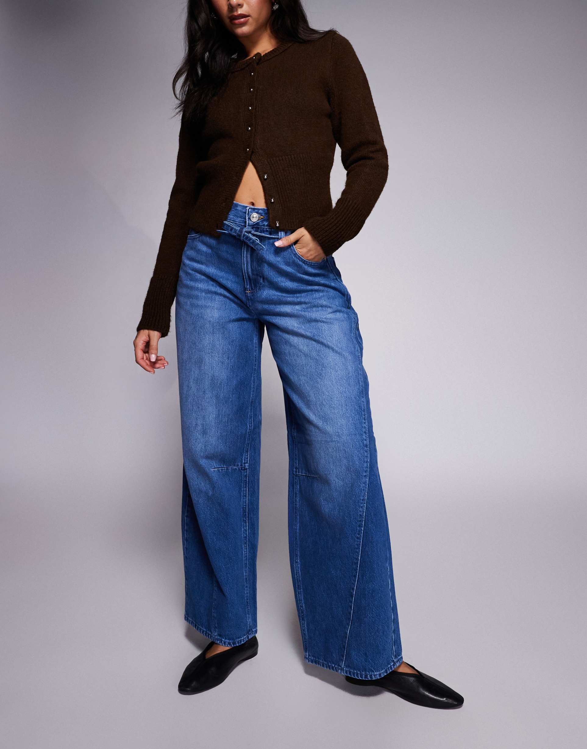 river island mid rise baggy jeans in dark wash blue