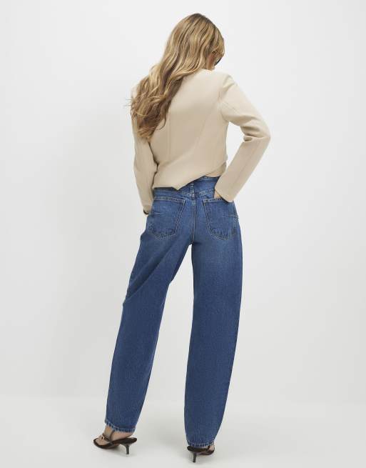 River Island Mid rise barrel leg jeans in denim - medium, 4 of 4