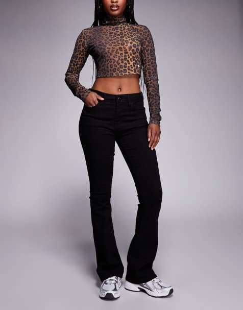 River Island mid rise bootcut flared jeans in black