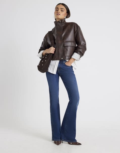 River Island Mid rise bootcut jeans in denim - dark - view 1