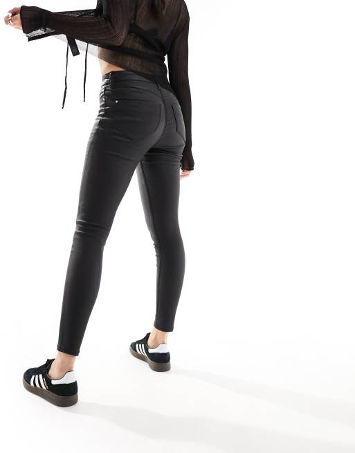 River Island mid rise coated sculpt jeans in black ASOS