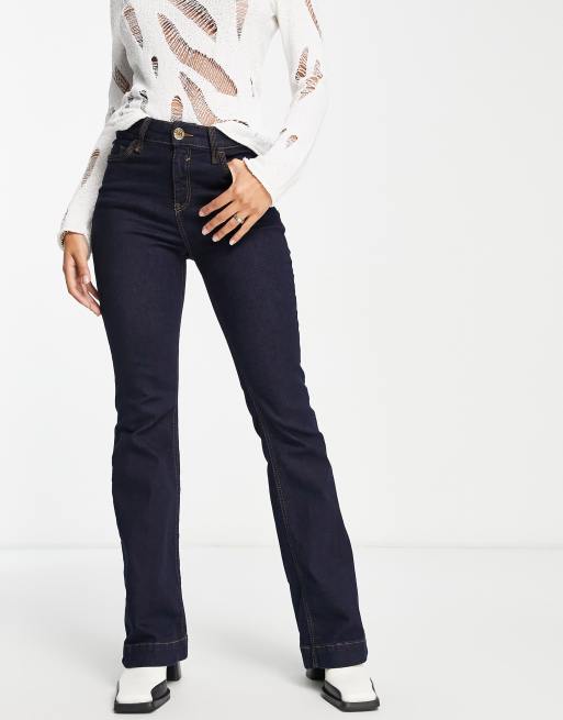 River Island mid rise flared jeans in dark blue