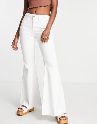 mid rise white flare jeans