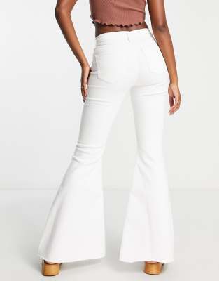 mid rise white flare jeans