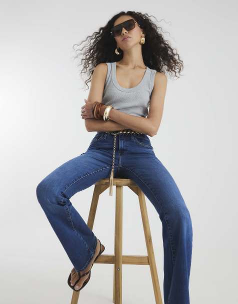 River Island Mid rise flared jeans in denim - view 1