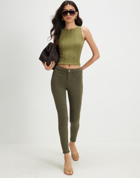 River Island Mid rise molly skinny jeans in khaki - view 1