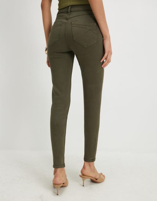 River Island Mid rise molly skinny jeans in khaki , 2 of 4