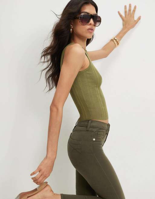 River Island Mid rise molly skinny jeans in khaki , 4 of 4
