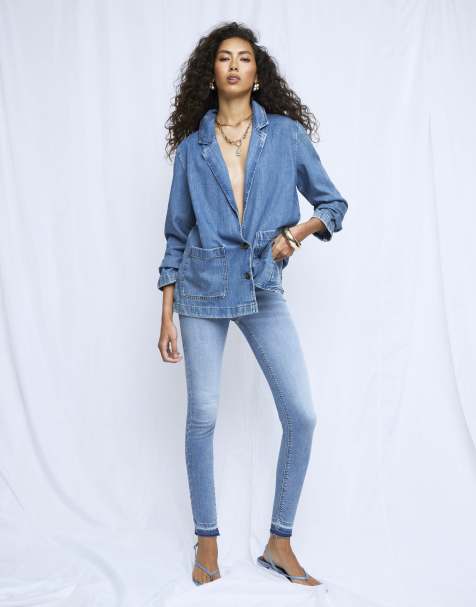 River Island Mid rise sculpt skinny jeans in denim - light - view 1
