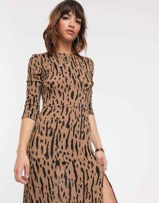 river island leopard midi dress