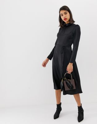 river island black satin dress