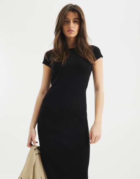 River Island - Midi jurk met korte mouwen in zwart - view 1