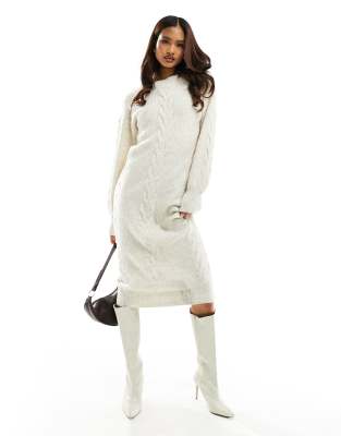 Jumper Dress White Rib Knit Dress River Island Midi Sweater Dress In Cream  ASOS
