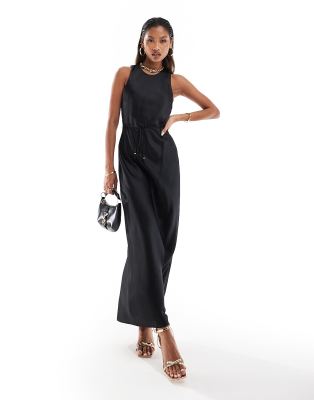 River Island - Midikleid in Schwarz mit Ringerrücken