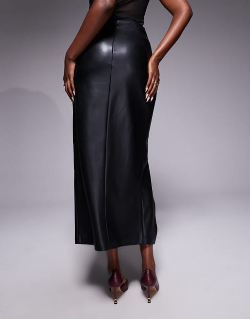 River Island – Midirock aus Kunstleder in Schwarz mit verdrehtem Design an der Seite , 2 von 5