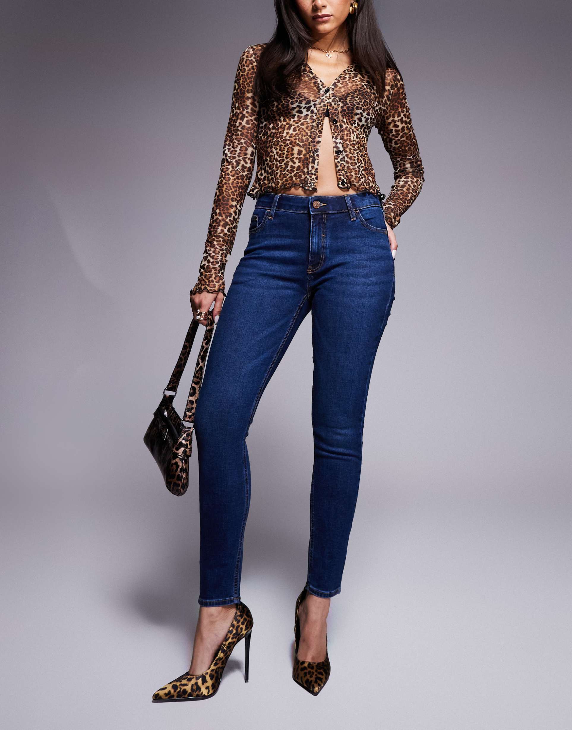 river island midrise skinny jean in darkwash blue